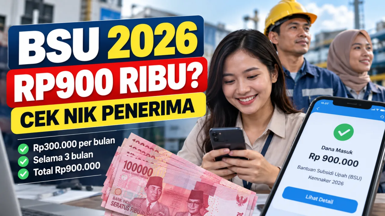 BSU Kemnaker 2026 Terbaru Hari Ini: Cair Rp900 Ribu, Ini Cara Cek NIK Penerima