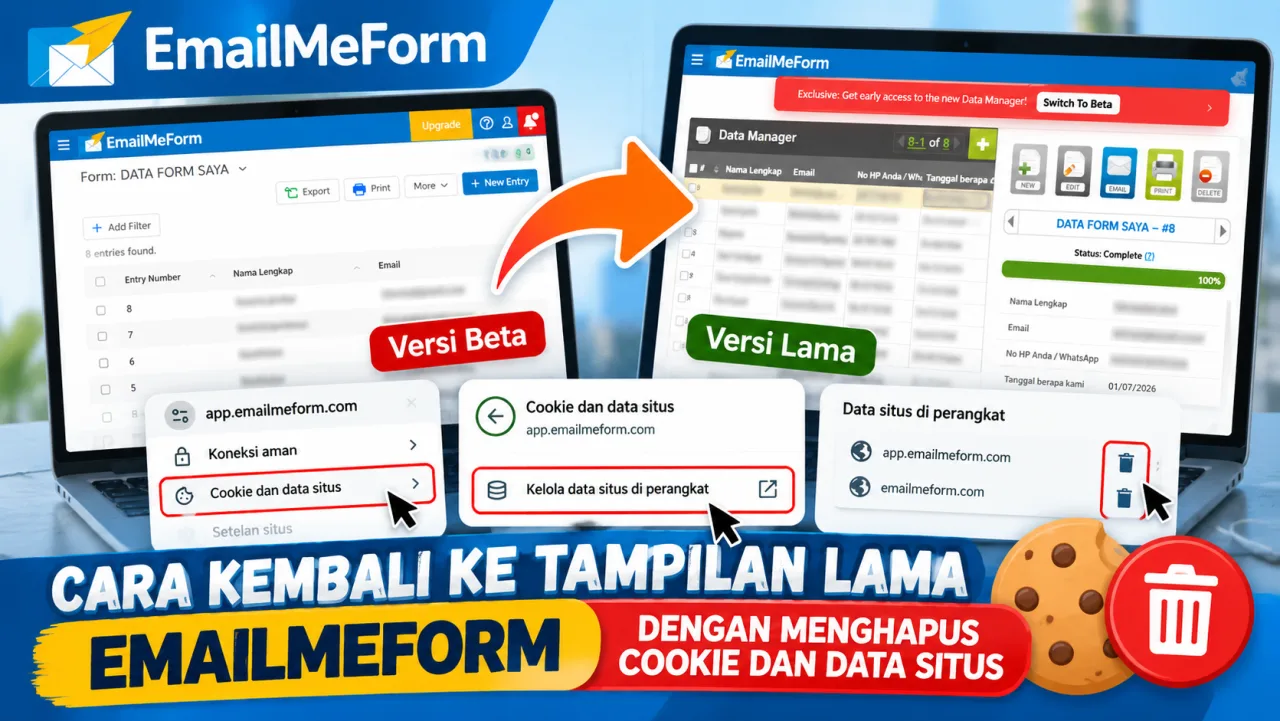 Cara Kembali ke Tampilan Lama EmailMeForm Setelah Tidak Sengaja Klik Versi Beta